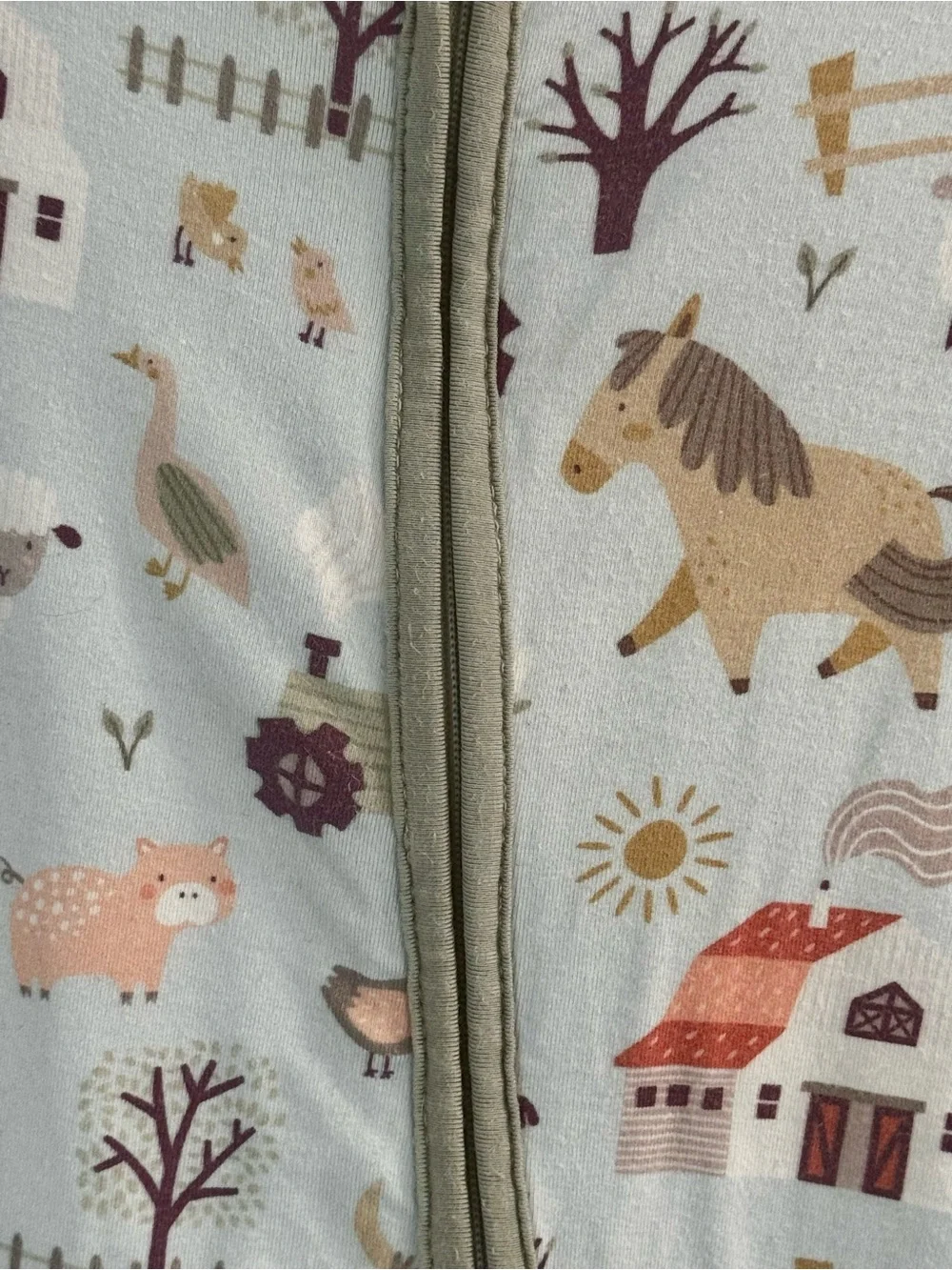 GUC Caden Lane Convertible Zip Romper, Farm Animals, 0-3 months